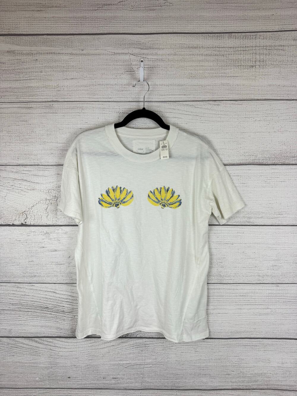 Aerie Women's Cream Shell Graphic Short Sleeve Boyfriend T-Shirt Size XXS